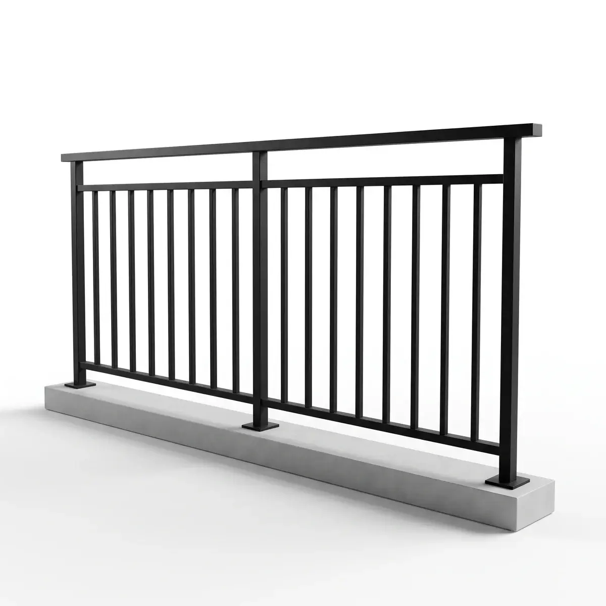 Balustradă metalică modernă cu montanți verticali pentru terasă exterioară, Timișoara