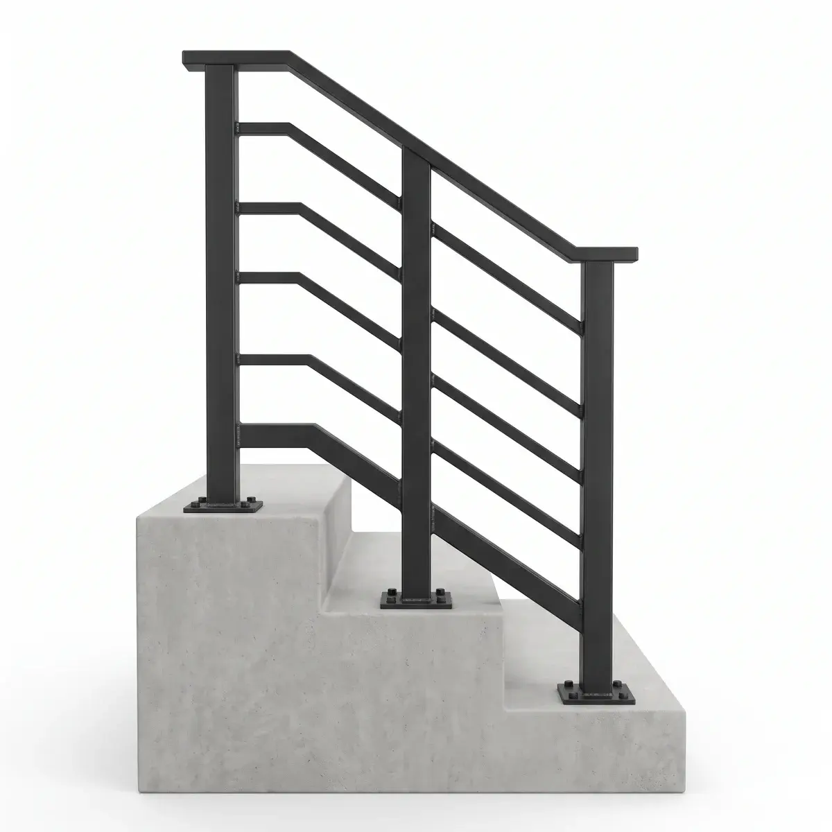 Balustradă modernă cu profile orizontale pentru scară interioară, Timișoara