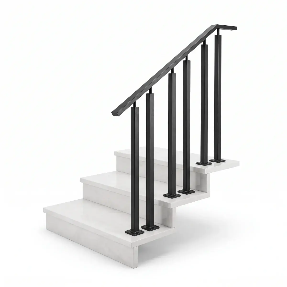 Balustradă minimalistă cu montanți verticali și mână curentă plată, scară interioară, Timișoara