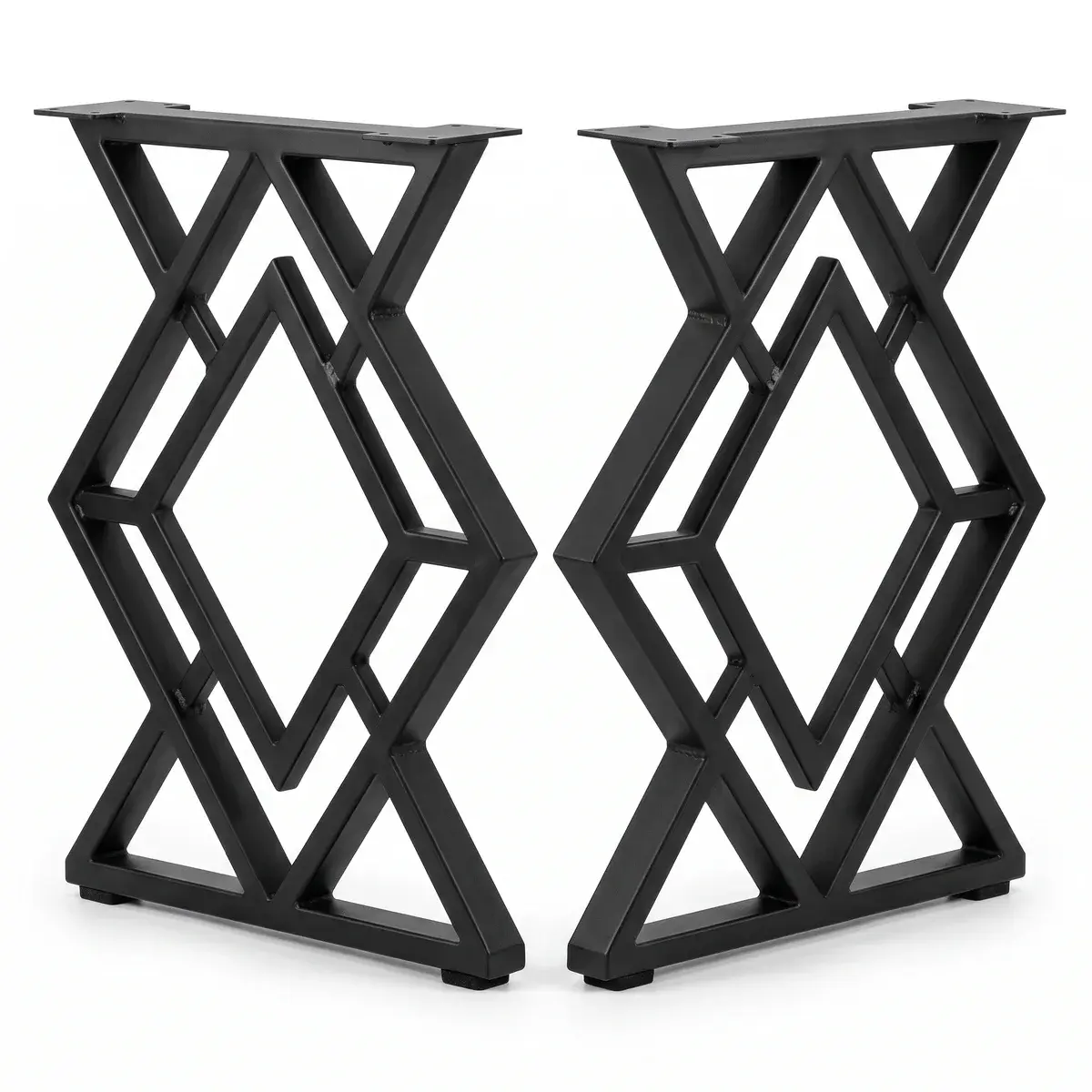 Set picioare de masă din metal în formă de romb, model diamant, negru mat