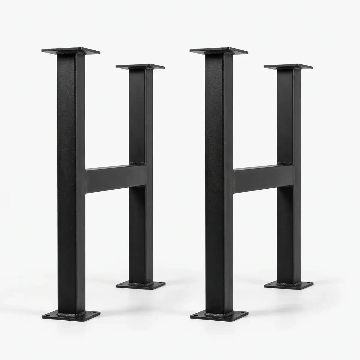Set picioare de masă din metal în formă de H cu tălpi plate, negru mat