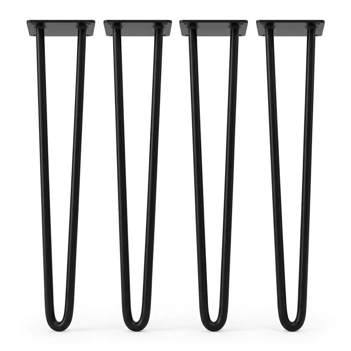 Set de patru picioare de masă hairpin din tije subțiri de oțel, negru mat